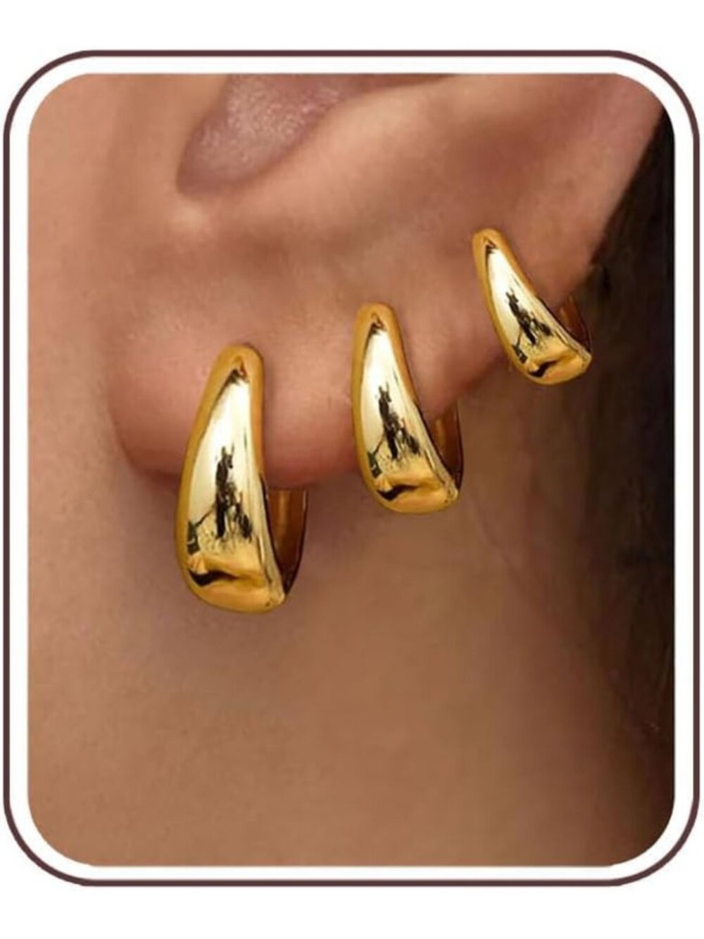 Trendy Gold Hoop Earrings Set - 3 Pairs Chunky Small Huggie Jewelry for Women